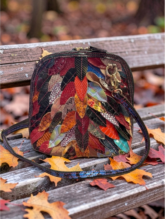 Handbags - Sondra Roberts Leather Patchwork Crossbody Purse Multicolor Leaf Boho Y2K 9